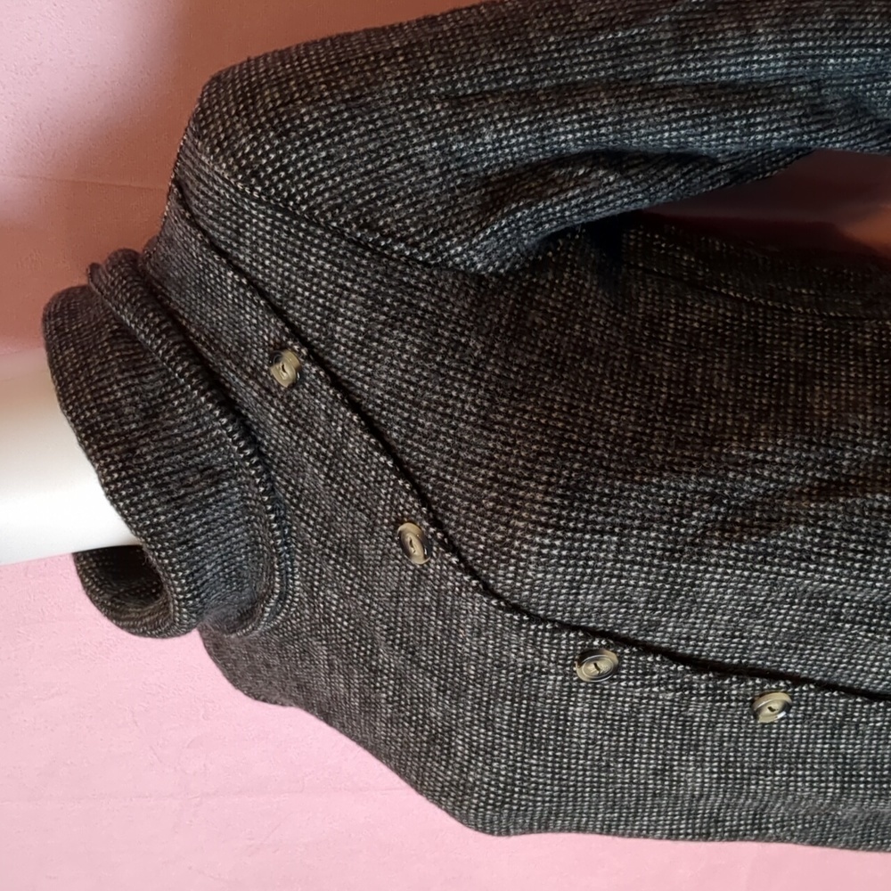 Cherishh Turtleneck Black and White Knit Diagonal Buttons Pullover Sweater - Picture 2 of 8